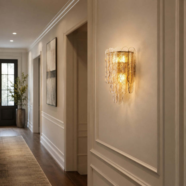 Ambrin Wall Sconce | Amber Glass Light for Bedroom and Hallway