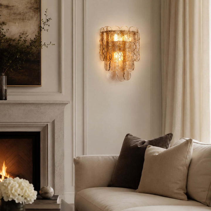 Ambrin Wall Sconce | Amber Glass Light for Bedroom and Hallway