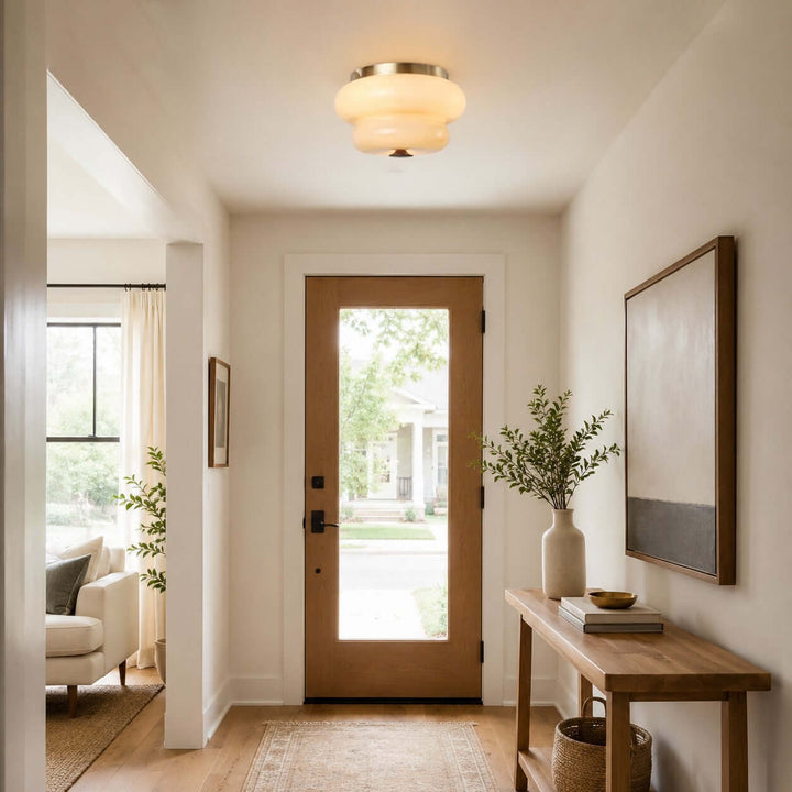Amorie Flush Mount Light - French Cream Glass Hallway Ceiling Light | Vinlighting