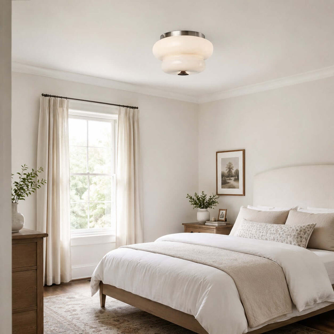 Amorie Flush Mount Light - French Cream Glass Hallway Ceiling Light | Vinlighting
