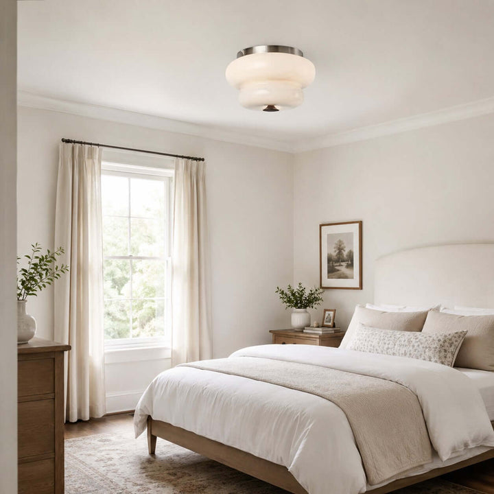 Amorie Flush Mount Light - French Cream Glass Hallway Ceiling Light | Vinlighting