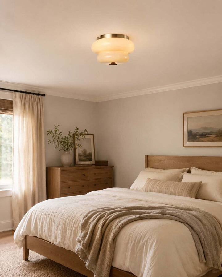 Amorie Flush Mount Light - French Cream Glass Hallway Ceiling Light | Vinlighting