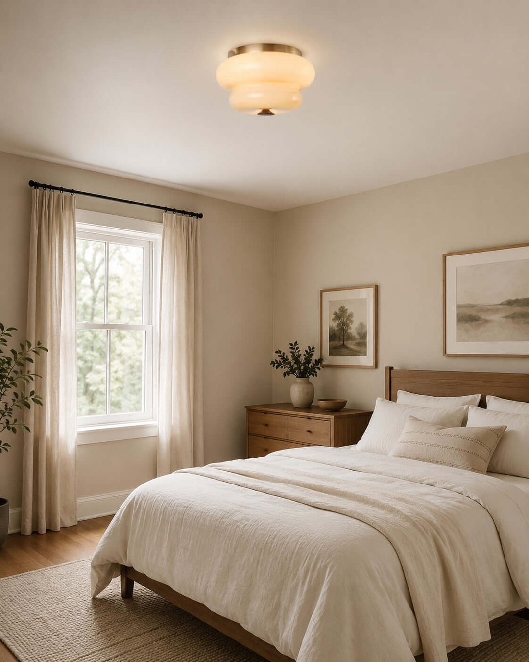 Amorie Flush Mount Light - French Cream Glass Hallway Ceiling Light | Vinlighting
