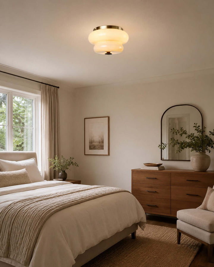 Amorie Flush Mount Light - French Cream Glass Hallway Ceiling Light | Vinlighting