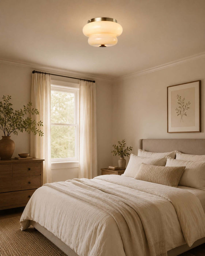Amorie Flush Mount Light - French Cream Glass Hallway Ceiling Light | Vinlighting