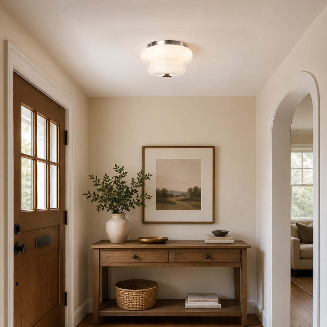 Amorie Flush Mount Light - French Cream Glass Hallway Ceiling Light | Vinlighting