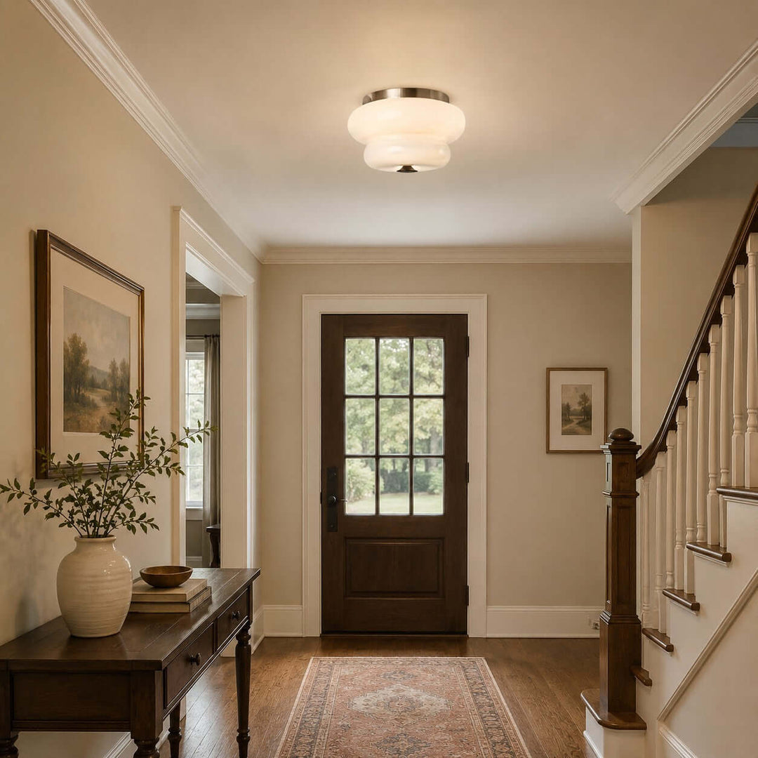 Amorie Flush Mount Light - French Cream Glass Hallway Ceiling Light | Vinlighting