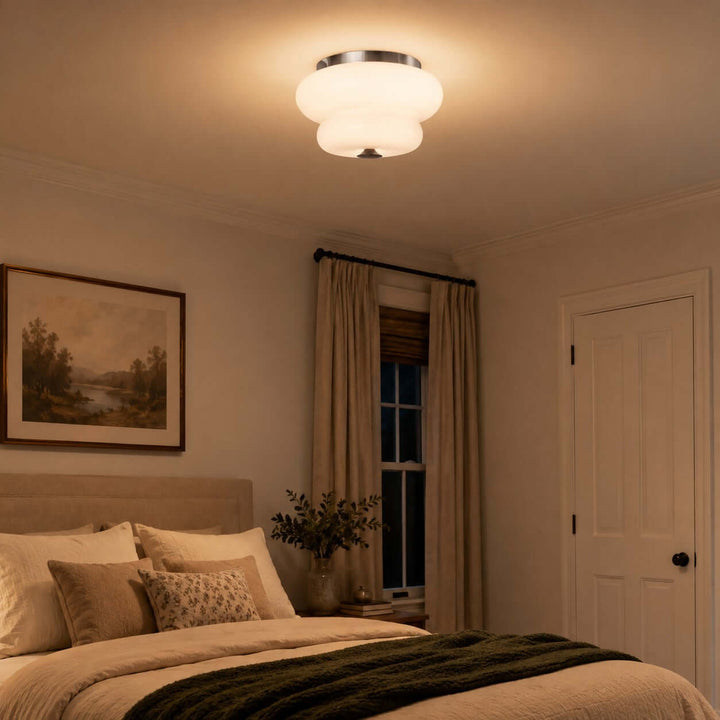 Amorie Flush Mount Light - French Cream Glass Hallway Ceiling Light | Vinlighting