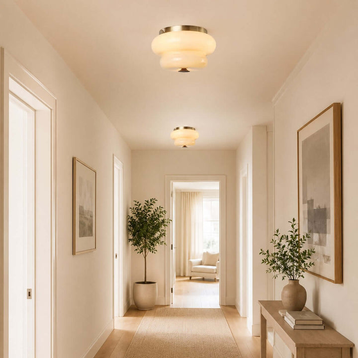 Amorie Flush Mount Light - French Cream Glass Hallway Ceiling Light | Vinlighting