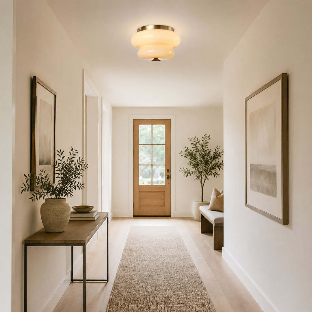 Amorie Flush Mount Light - French Cream Glass Hallway Ceiling Light | Vinlighting