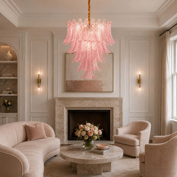 Amvella Chandelier | Pink Murano Glass Dining Room Light Fixture