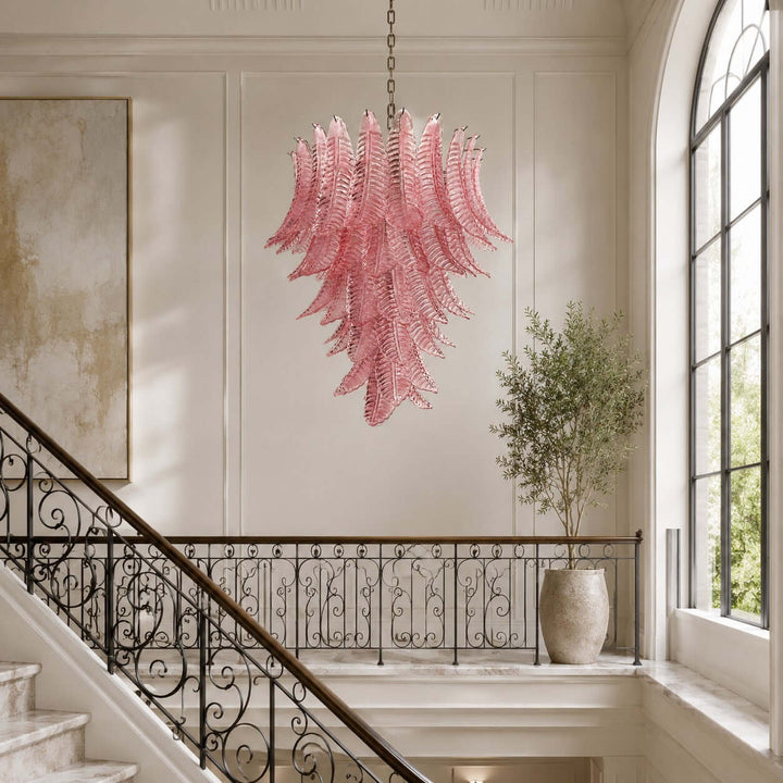 Amvella Chandelier | Pink Murano Glass Dining Room Light Fixture