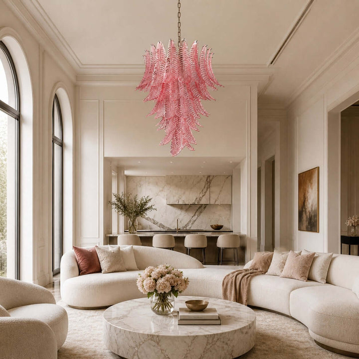 Amvella Chandelier | Pink Murano Glass Dining Room Light Fixture