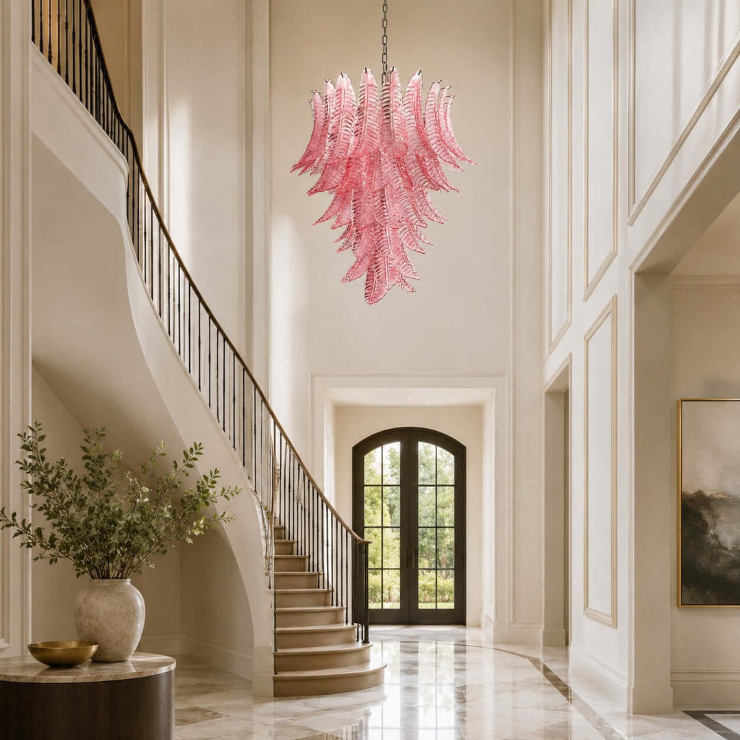 Amvella Chandelier | Pink Murano Glass Dining Room Light Fixture