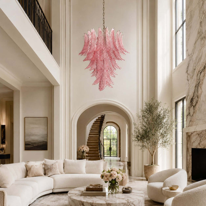 Amvella Chandelier | Pink Murano Glass Dining Room Light Fixture