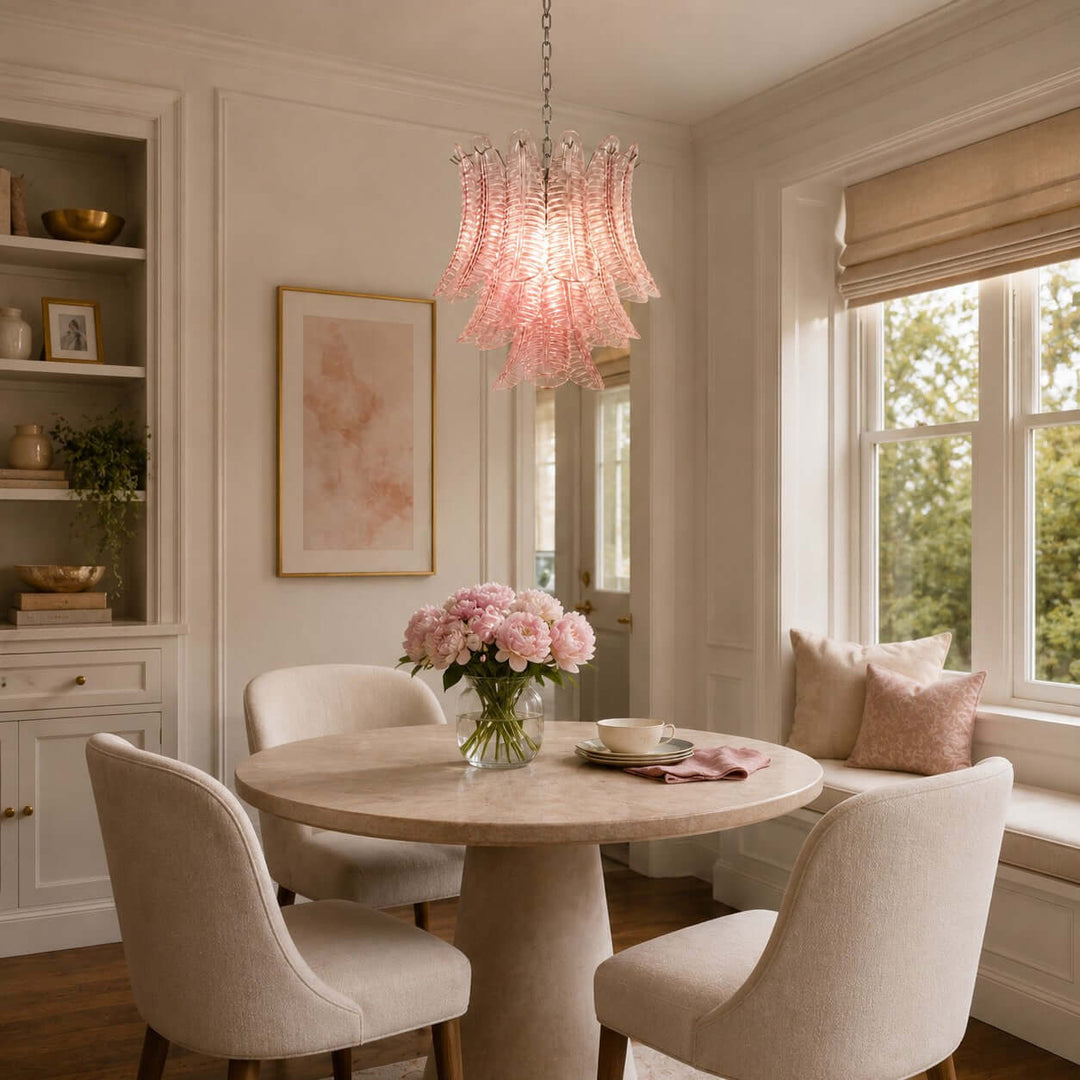 Amvella Chandelier | Pink Murano Glass Dining Room Light Fixture