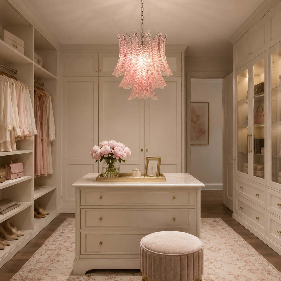Amvella Chandelier | Pink Murano Glass Dining Room Light Fixture