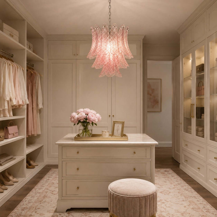 Amvella Chandelier | Pink Murano Glass Dining Room Light Fixture