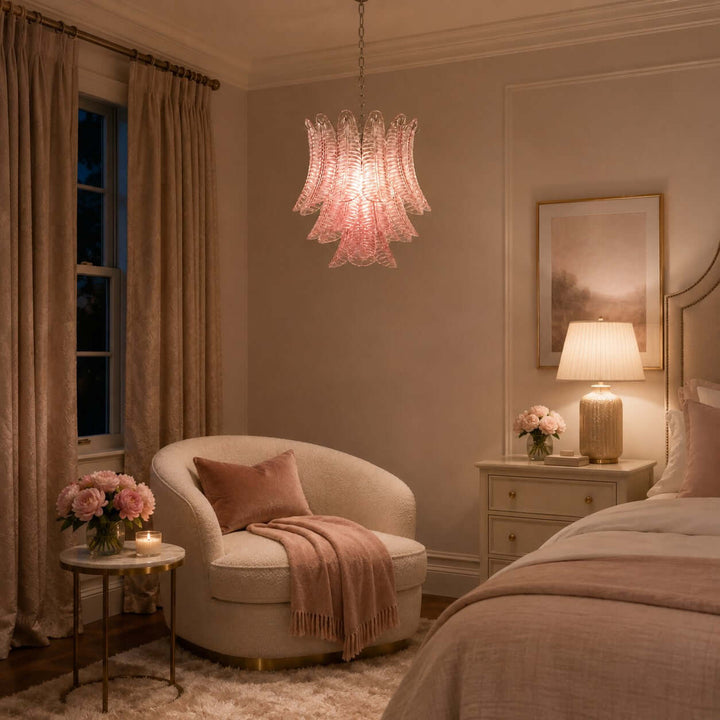 Amvella Chandelier | Pink Murano Glass Dining Room Light Fixture