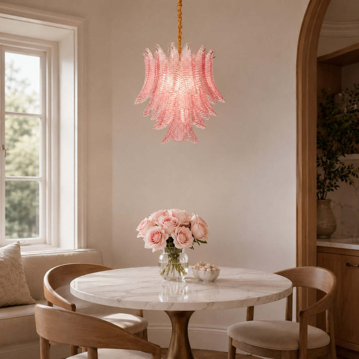Amvella Chandelier | Pink Murano Glass Dining Room Light Fixture