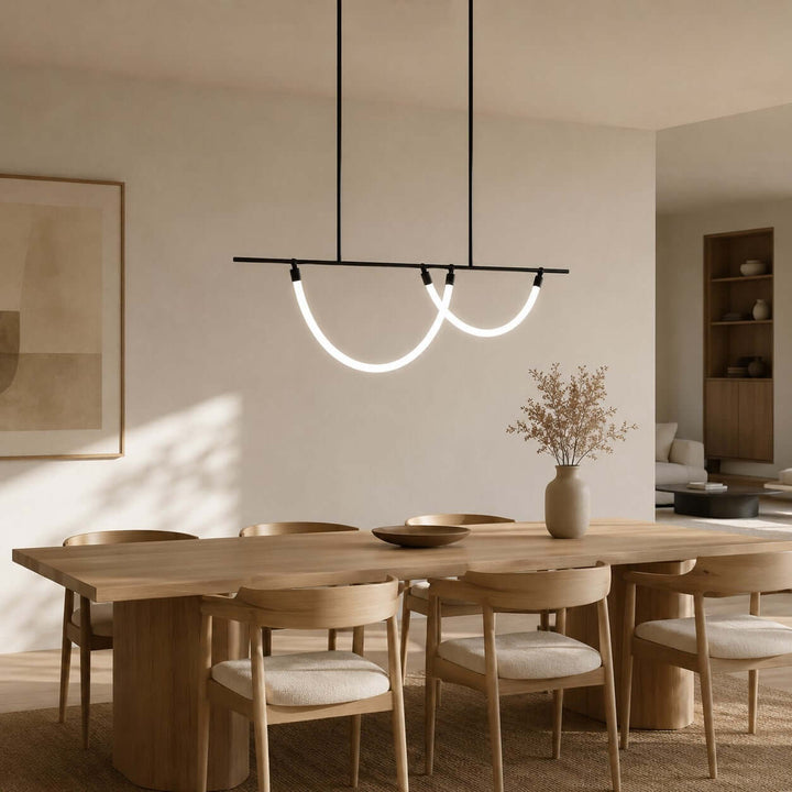 Arcus Linear Chandelierr - Black Metal & Silicone Dining Light | Vinlighting