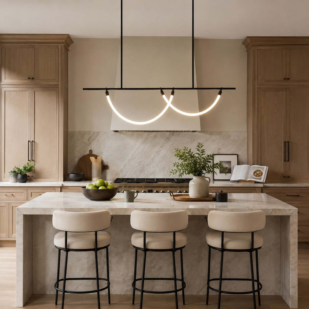 Arcus Linear Chandelierr - Black Metal & Silicone Dining Light | Vinlighting