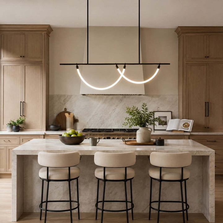 Arcus Linear Chandelierr - Black Metal & Silicone Dining Light | Vinlighting