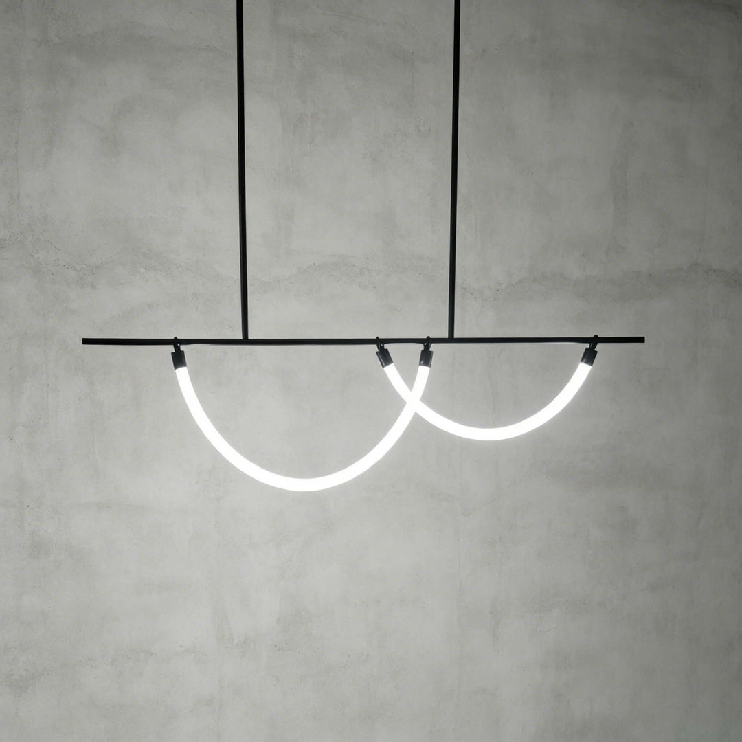 Arcus Linear Chandelierr - Black Metal & Silicone Dining Light | Vinlighting