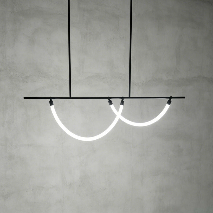 Arcus Linear Chandelierr - Black Metal & Silicone Dining Light | Vinlighting