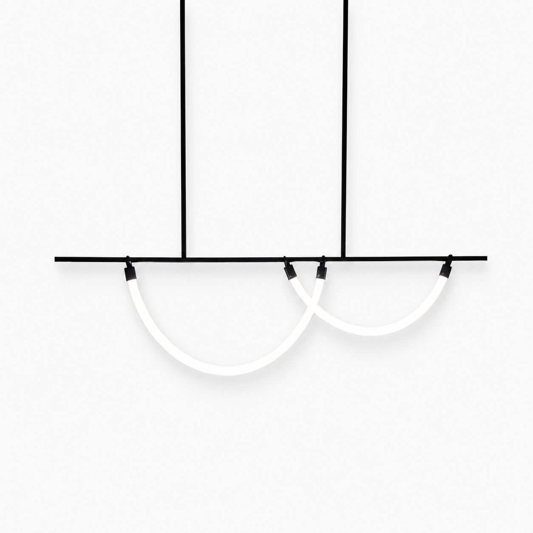 Arcus Linear Chandelierr - Black Metal & Silicone Dining Light | Vinlighting