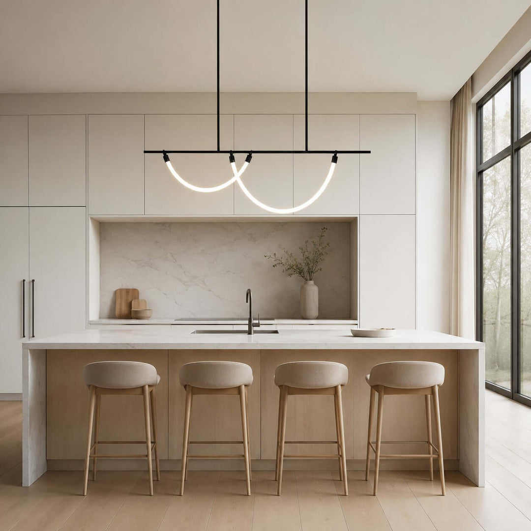 Arcus Linear Chandelierr - Black Metal & Silicone Dining Light | Vinlighting