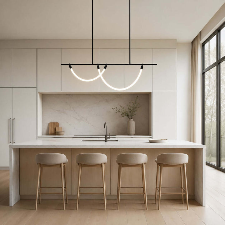 Arcus Linear Chandelierr - Black Metal & Silicone Dining Light | Vinlighting