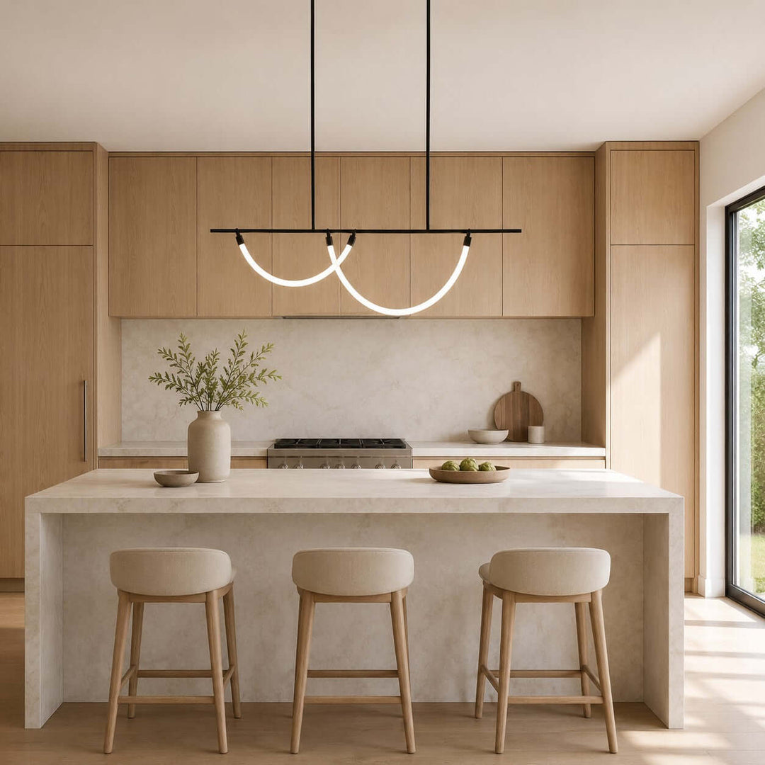Arcus Linear Chandelierr - Black Metal & Silicone Dining Light | Vinlighting