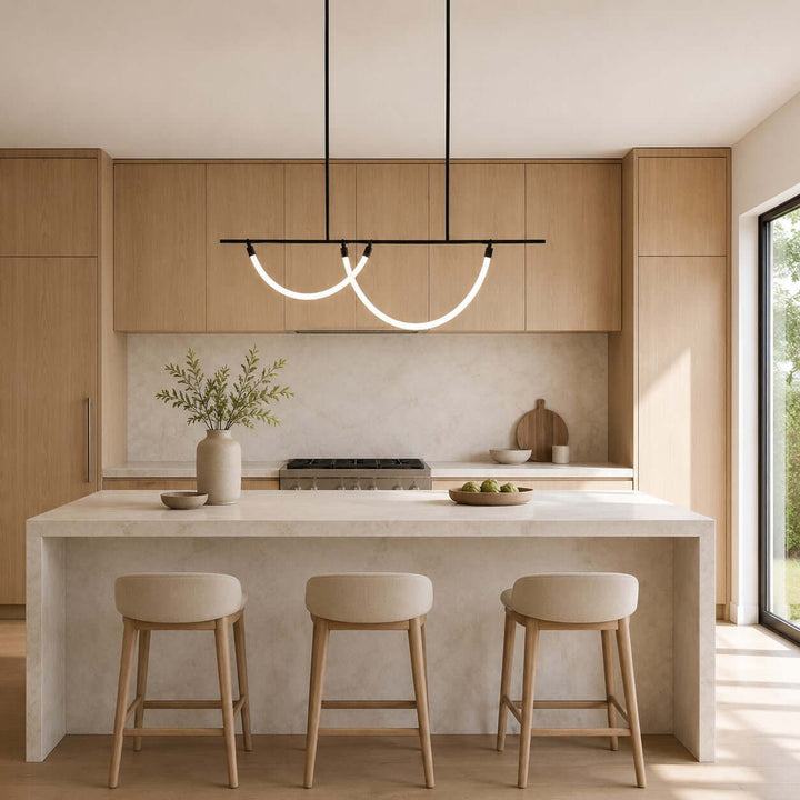 Arcus Linear Chandelierr - Black Metal & Silicone Dining Light | Vinlighting