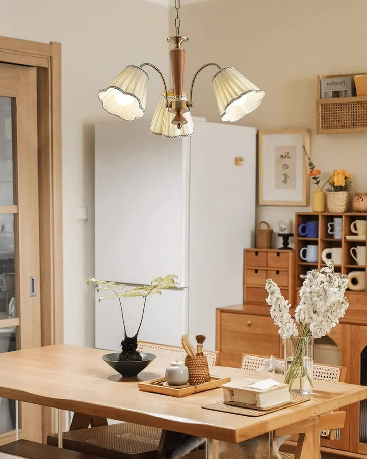 Ardelyn Chandelier – Contemporary Fabric and Wood Bedroom Light