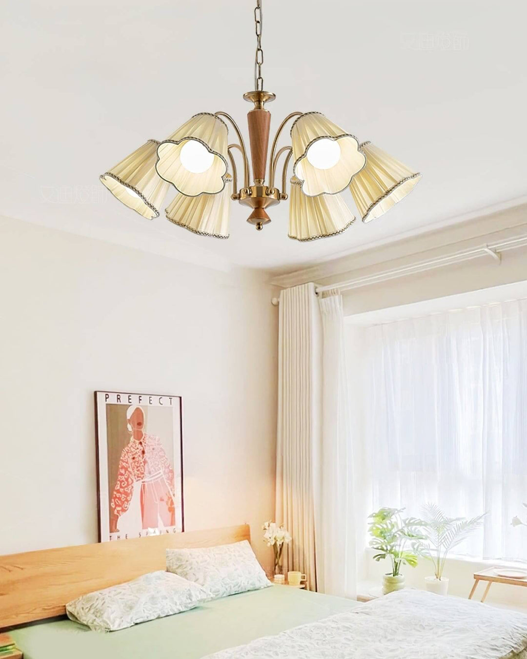 Ardelyn Chandelier – Contemporary Fabric and Wood Bedroom Light