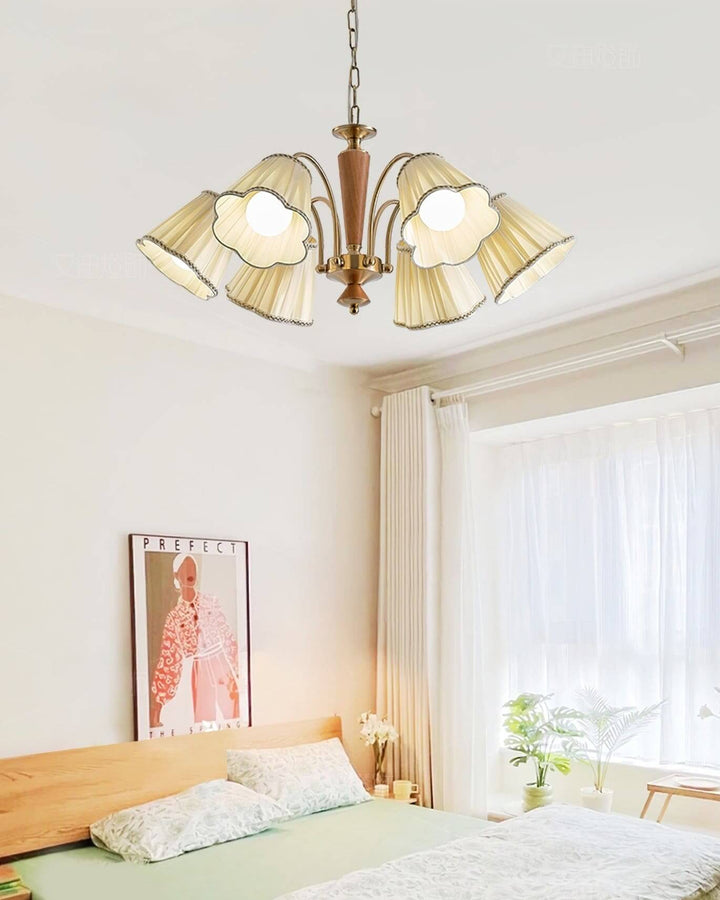 Ardelyn Chandelier – Contemporary Fabric and Wood Bedroom Light