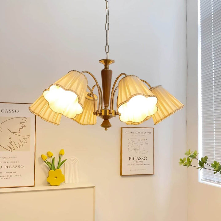 Ardelyn Chandelier – Contemporary Fabric and Wood Bedroom Light
