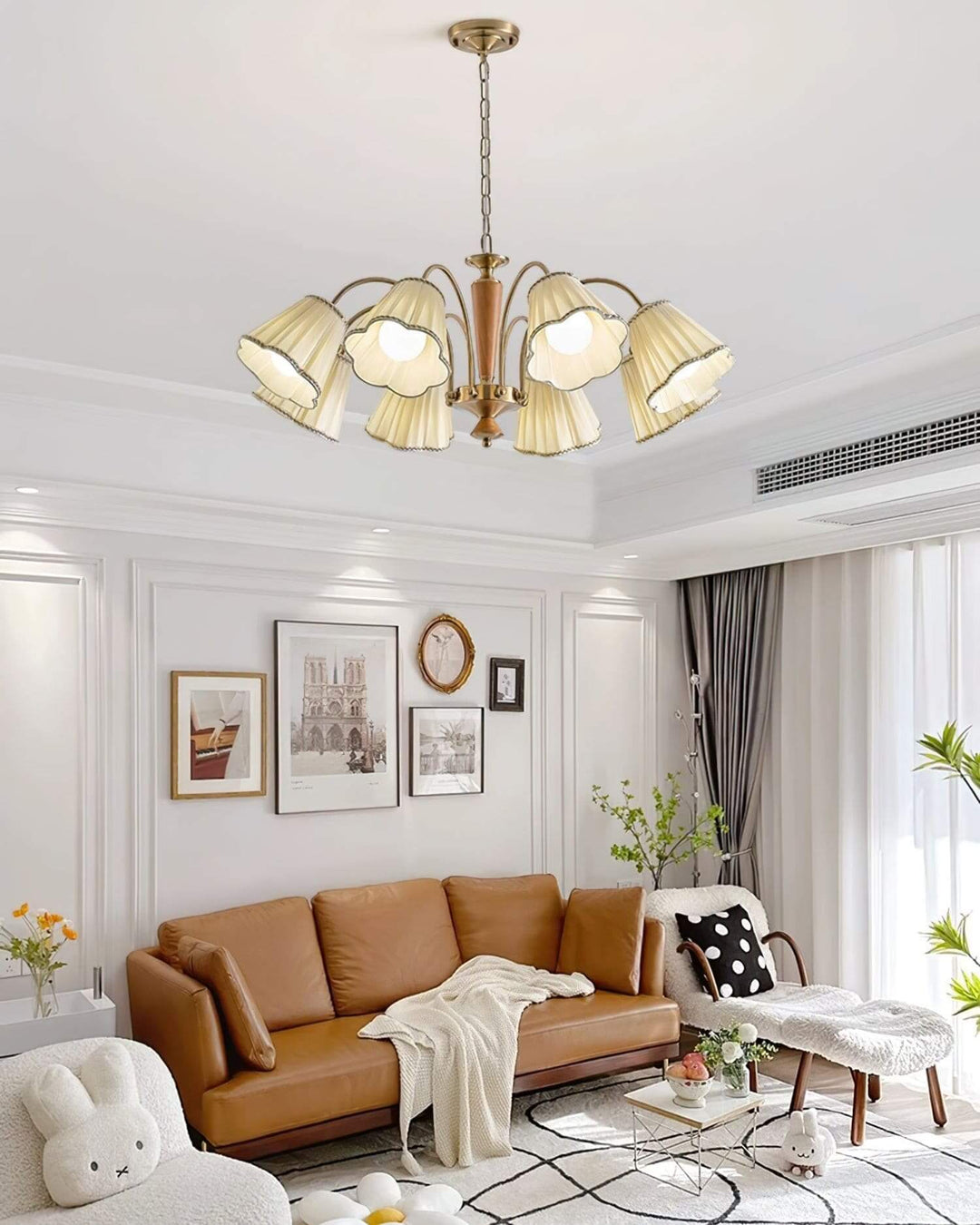 Ardelyn Chandelier – Contemporary Fabric and Wood Bedroom Light