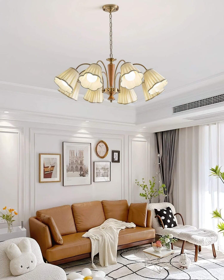 Ardelyn Chandelier – Contemporary Fabric and Wood Bedroom Light