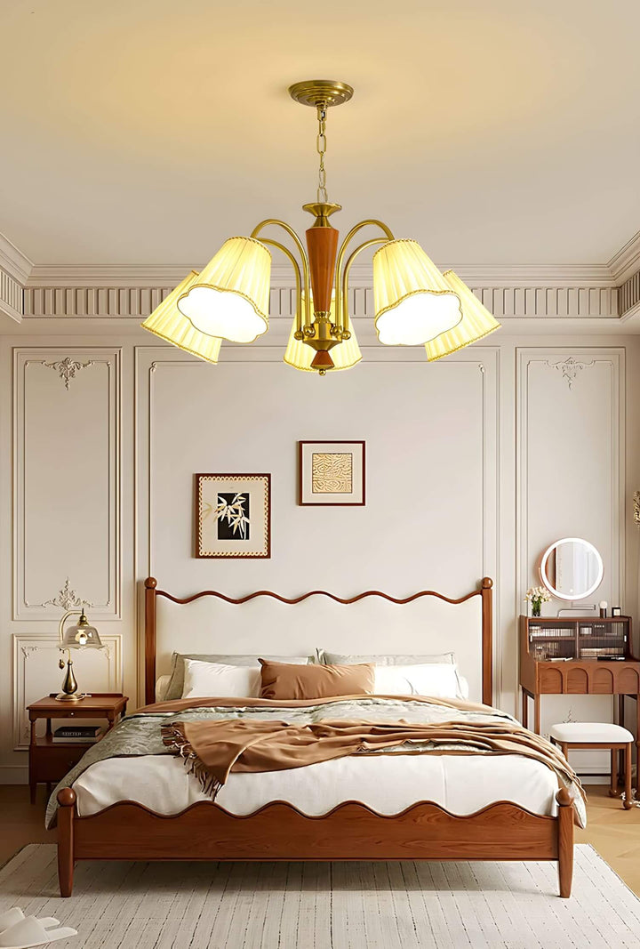 Ardelyn Chandelier – Contemporary Fabric and Wood Bedroom Light