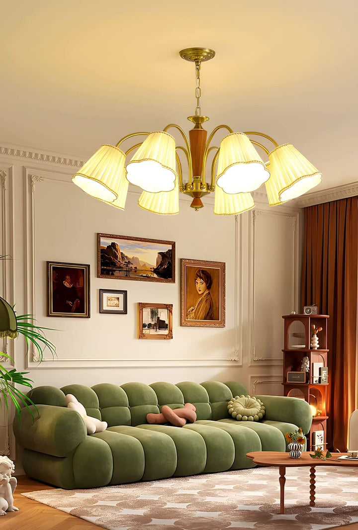 Ardelyn Chandelier – Contemporary Fabric and Wood Bedroom Light