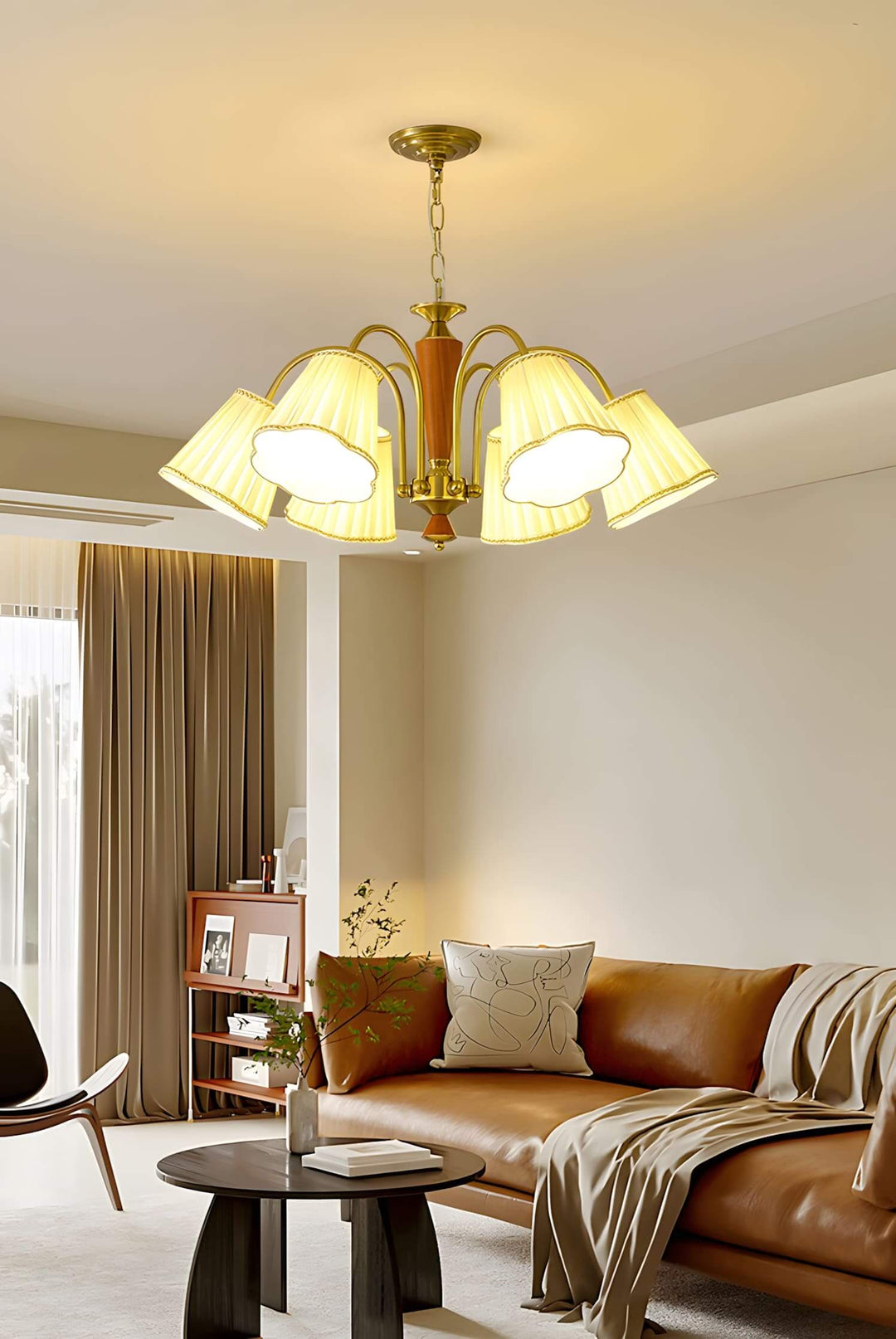 Ardelyn Chandelier – Contemporary Fabric and Wood Bedroom Light