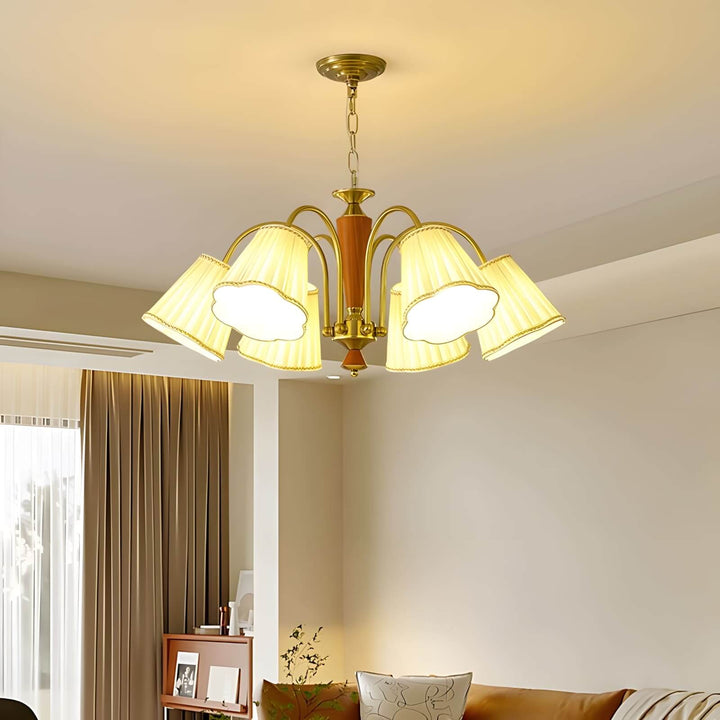 Ardelyn Chandelier – Contemporary Fabric and Wood Bedroom Light