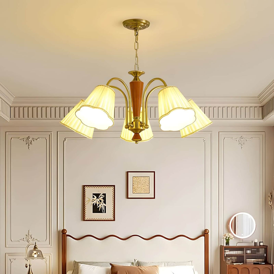 Ardelyn Chandelier – Contemporary Fabric and Wood Bedroom Light
