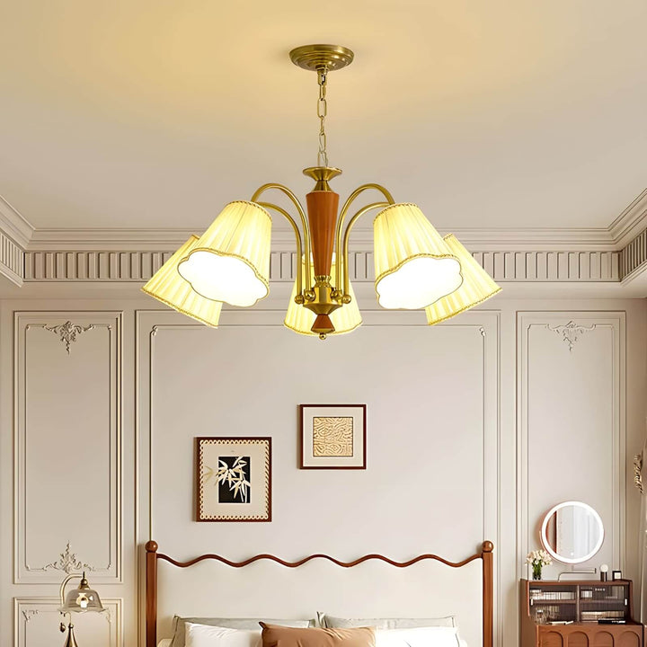 Ardelyn Chandelier – Contemporary Fabric and Wood Bedroom Light