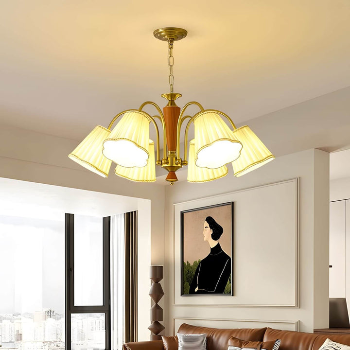 Ardelyn Chandelier – Contemporary Fabric and Wood Bedroom Light