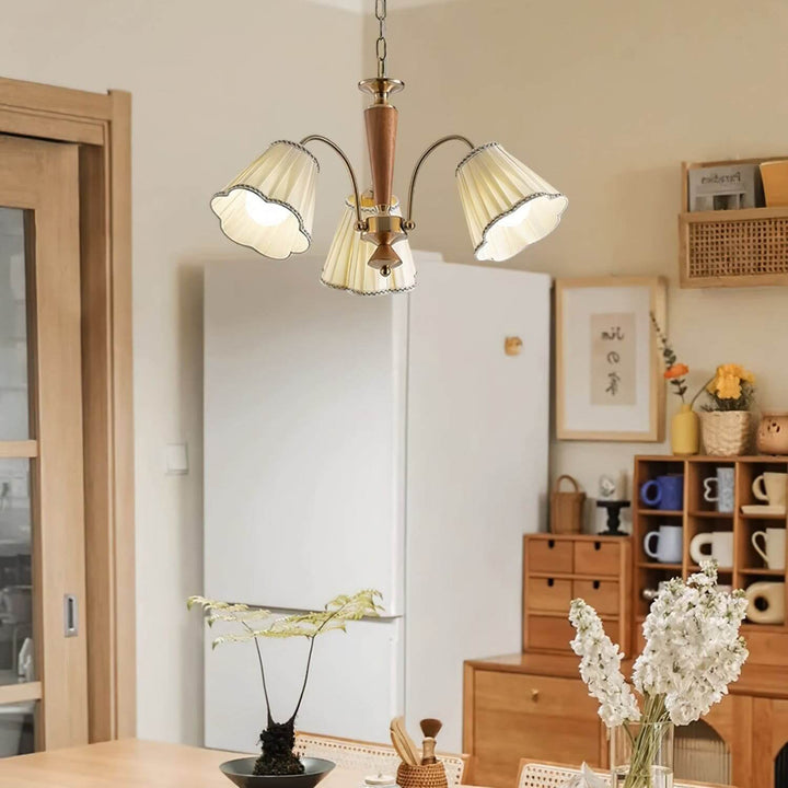 Ardelyn Chandelier – Contemporary Fabric and Wood Bedroom Light