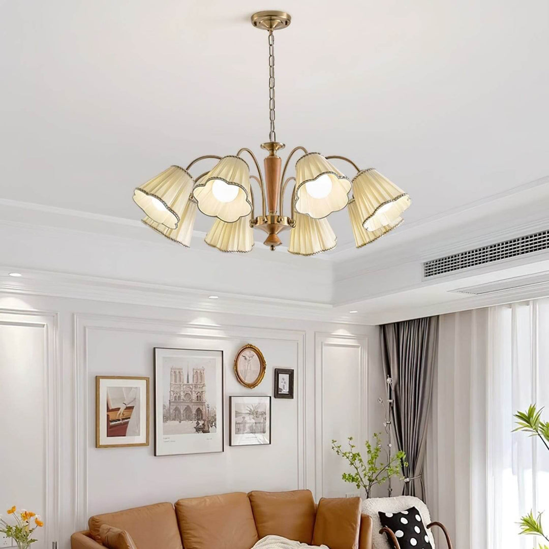 Ardelyn Chandelier – Contemporary Fabric and Wood Bedroom Light