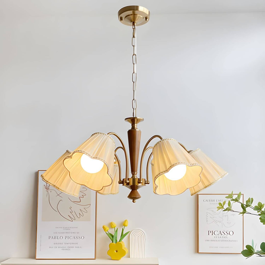 Ardelyn Chandelier – Contemporary Fabric and Wood Bedroom Light